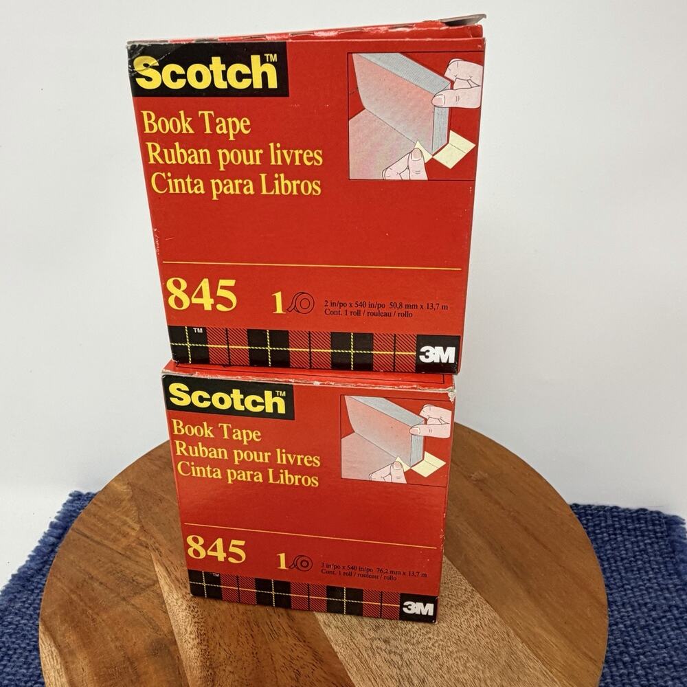 Lot of 2 New Scotch 845 3M Book Repair Tape 2 Inch & 3 Inch NOS 540 Inches